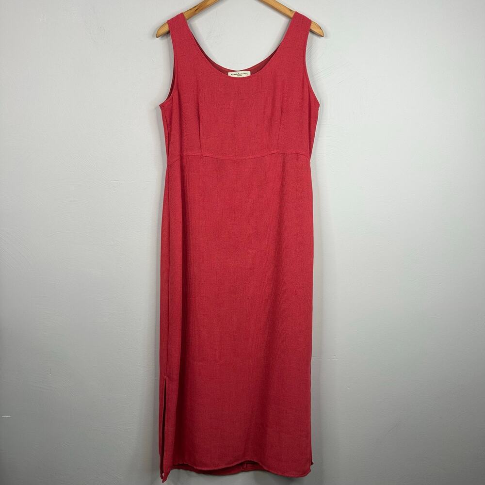 Amanda Smith Petite Bright Pink Crochet Knit Midi Column Dress